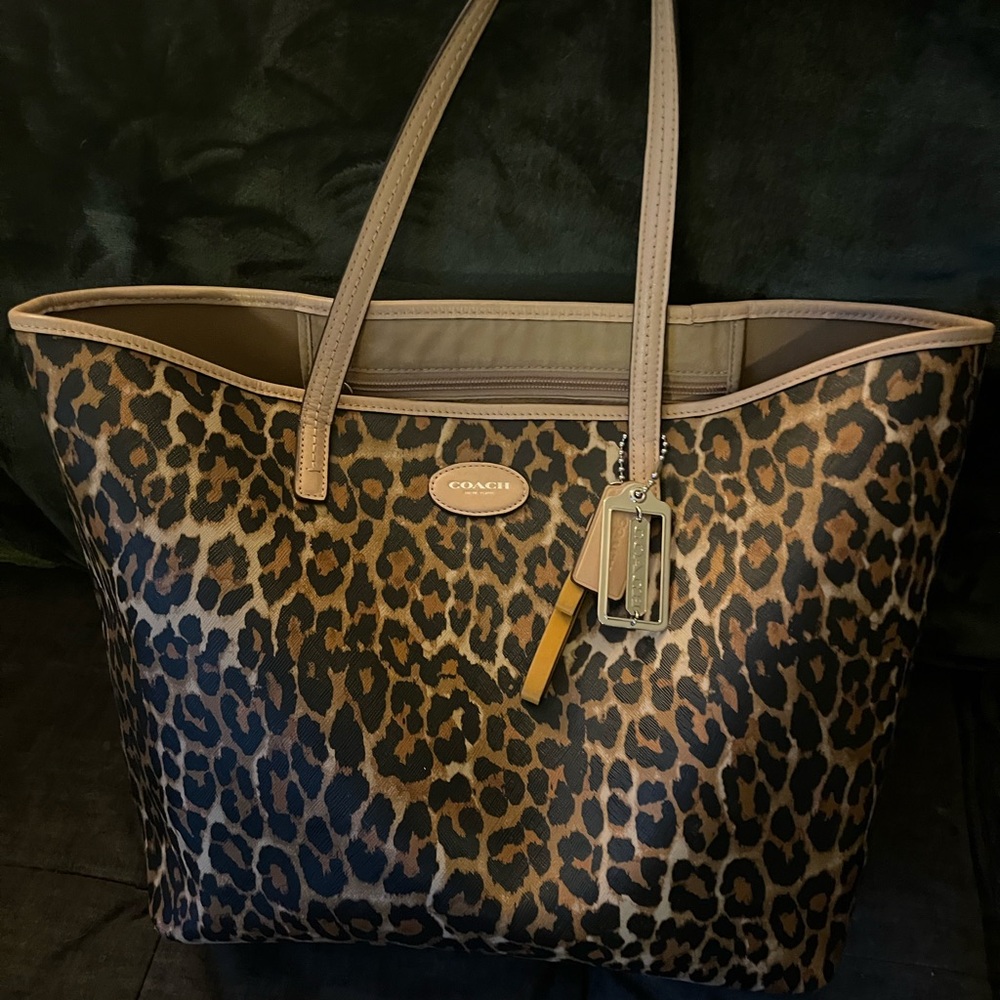 Coach leopard print tote